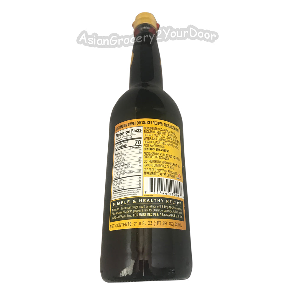 ABC Medium Sweet Soy Sauce Made from Quality Soy Beans 21 fL oz / 620 mL