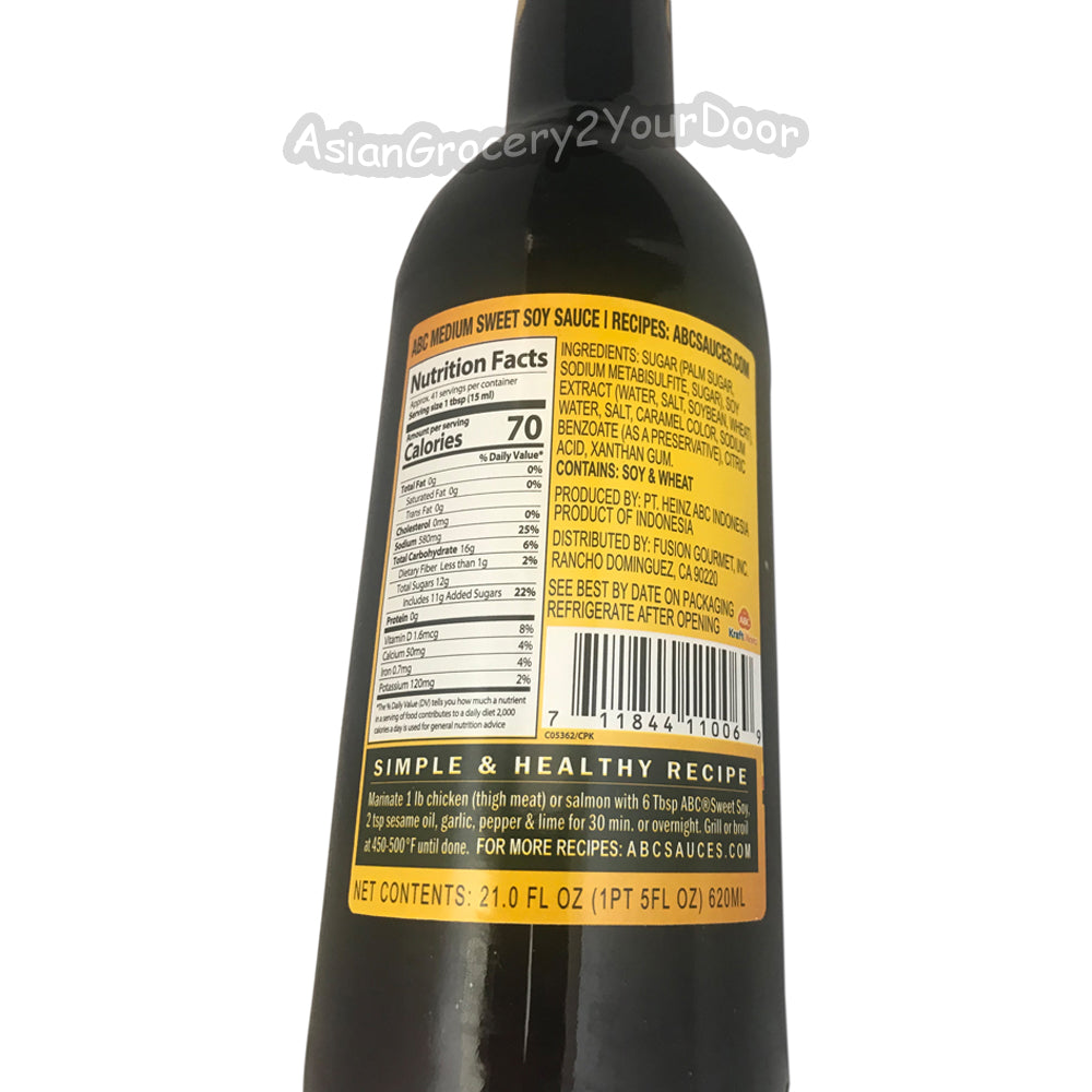 ABC Medium Sweet Soy Sauce Made from Quality Soy Beans 21 fL oz / 620 mL