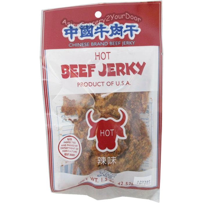 Chinese Brand - Hot Flavored Beef Jerky - 1.5 oz / 42.52 g - Asiangrocery2yourdoor