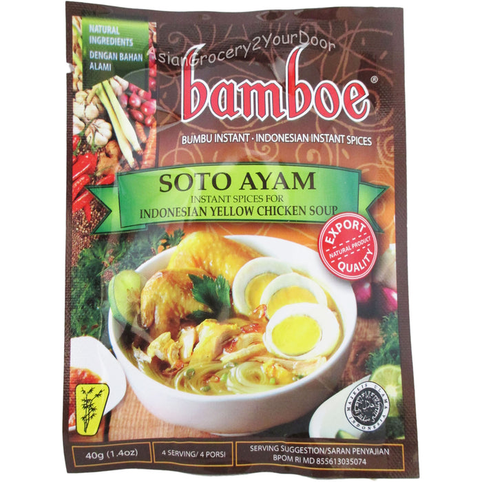 Bamboe - Soto Ayam Instant Spices for Yellow Chicken Soup - 1.04 oz / 40 g - Asiangrocery2yourdoor