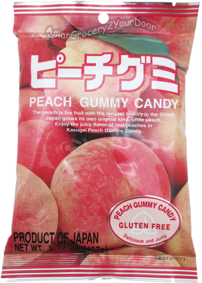 Kasugai - Peach Gummy Candy - 3.77 oz / 107 g - Asiangrocery2yourdoor
