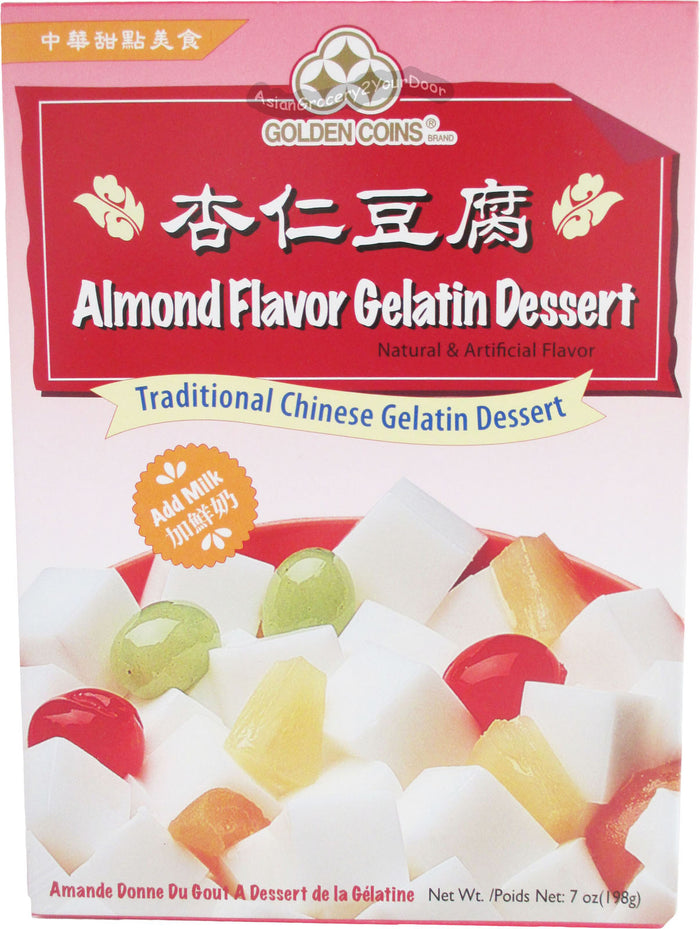 Golden Coins - Almond Flavor Traditional Chinese Gelatin Dessert - 7 oz / 198 g - Asiangrocery2yourdoor