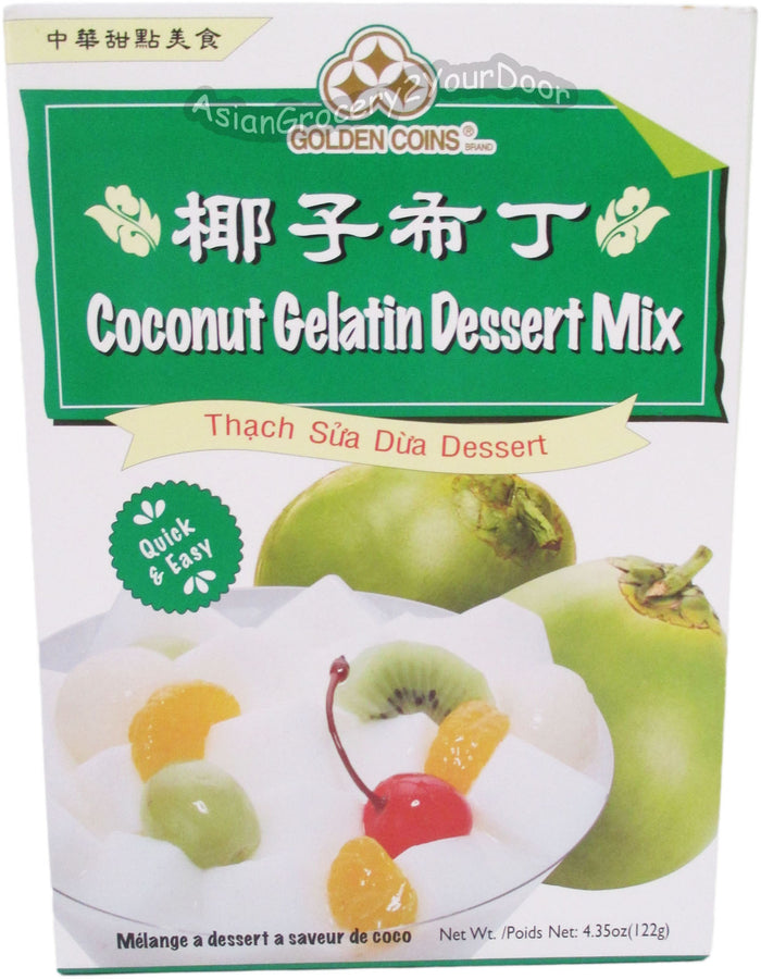 Golden Coins - Coconut Gelatin Dessert Mix - 4.35 oz / 122 g - Asiangrocery2yourdoor