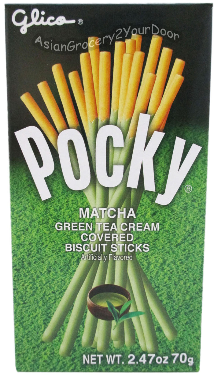 Glico Pocky - Matcha Green Tea Cream Covered Biscuit Sticks - 2.47 oz / 70 g - Asiangrocery2yourdoor