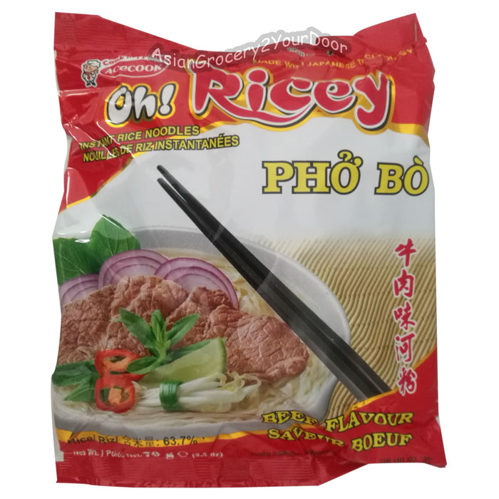 Acecook - Oh! Ricey Instant Rice Noodle Beef Flavor - 2.5 oz / 70 g - Asiangrocery2yourdoor