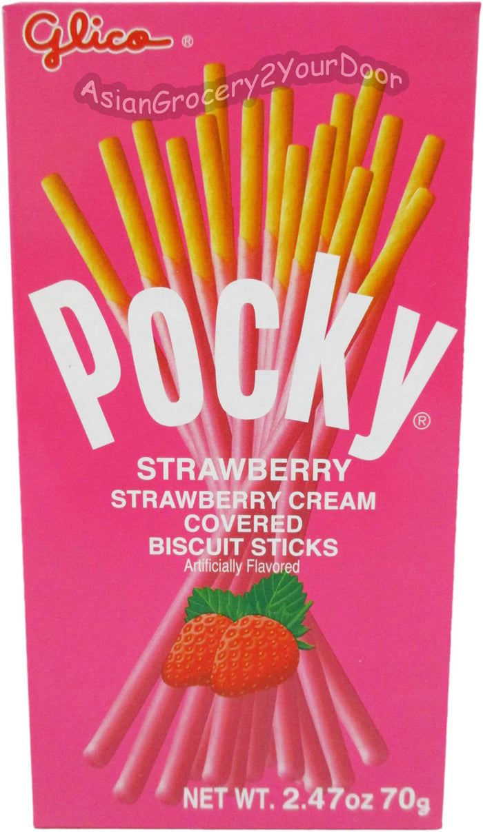 Glico Pocky - Strawberry Cream Covered Biscuit Sticks - 2.47 oz / 70 g - Asiangrocery2yourdoor