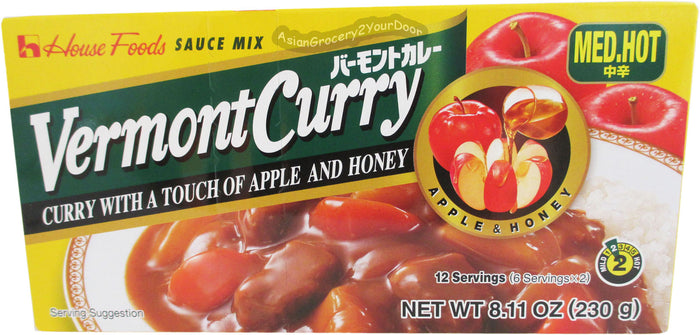 House Foods - Vermont Curry Medium Hot Sauce Mix - 8.11 oz / 230 g - Asiangrocery2yourdoor