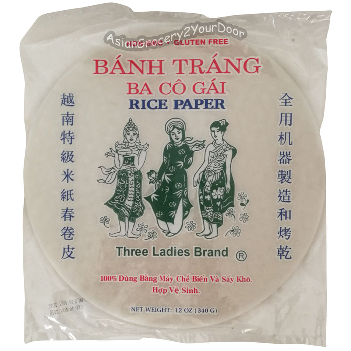 Three Ladies - Spring Roll Rice Paper Wrapper - 12 oz / 340 g - Asiangrocery2yourdoor