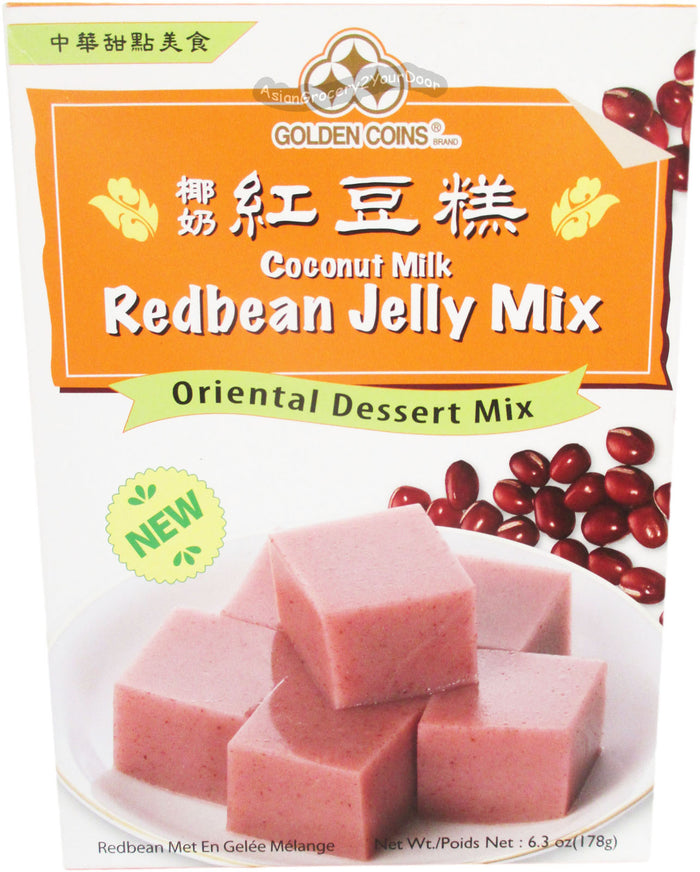 Golden Coins - Coconut Milk Red Bean Jelly Mix - 6.3 oz / 178 g - Asiangrocery2yourdoor