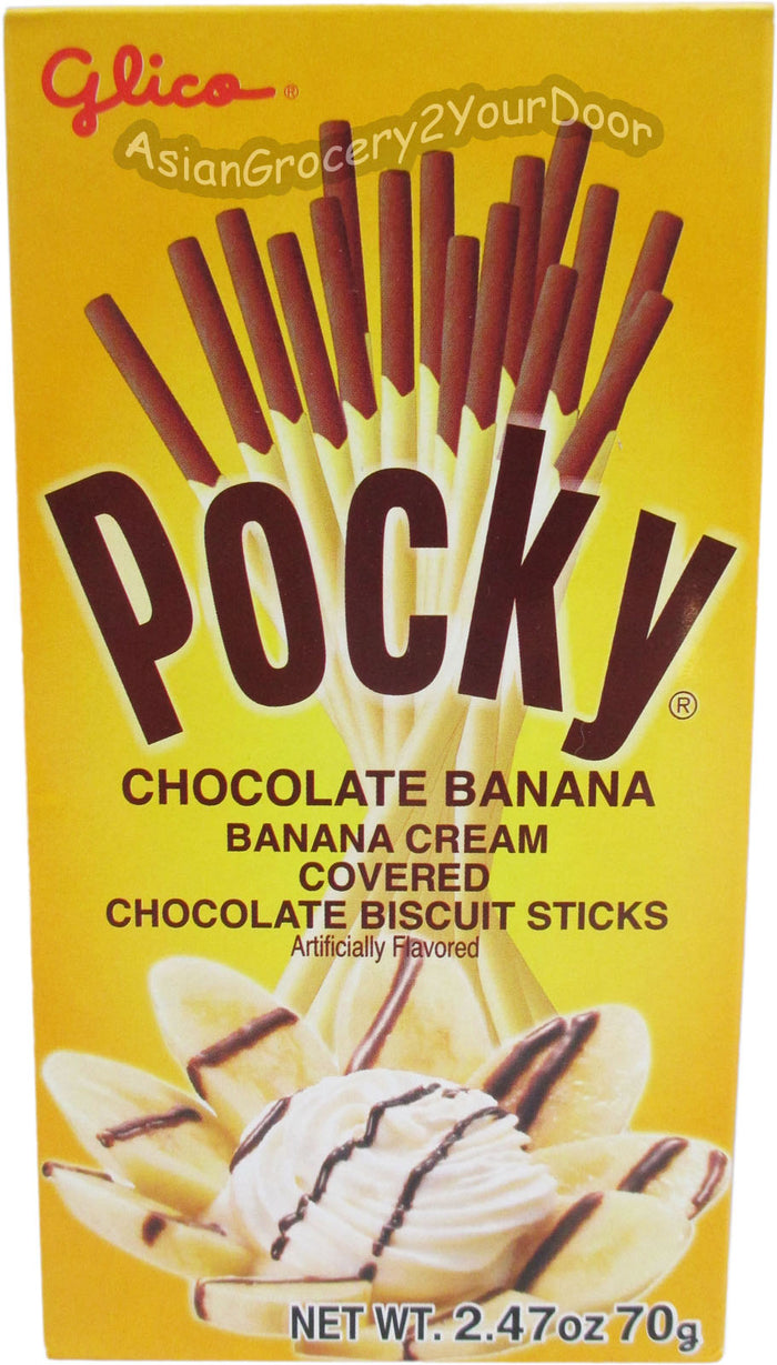 Glico Pocky - Banana Cream Covered Chocolate Biscuit Sticks - 2.47 oz / 70 g - Asiangrocery2yourdoor