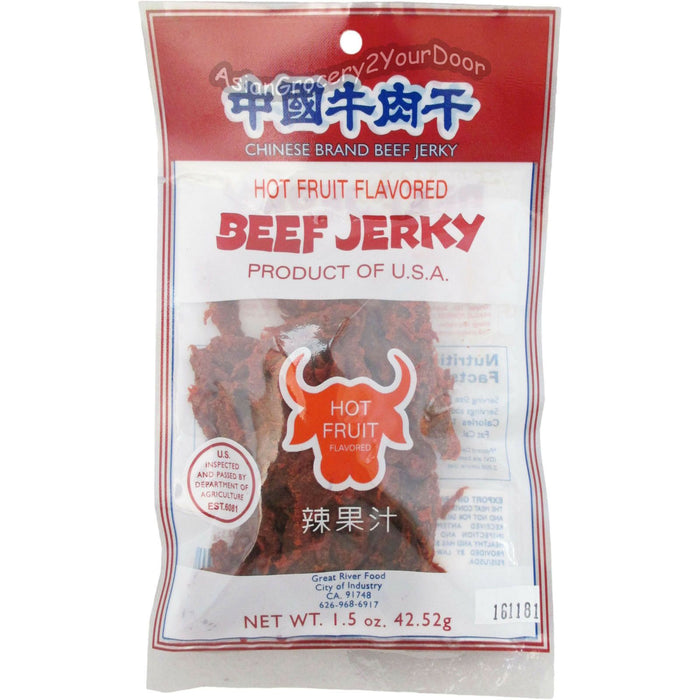 Chinese Brand - Hot Fruit Flavored Beef Jerky - 1.5 oz / 42.52 g - Asiangrocery2yourdoor