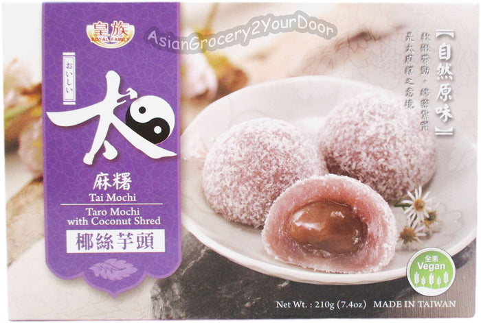 Royal Family - Taro Mochi with Coconut Shred - 7.4 oz / 210 g - Asiangrocery2yourdoor