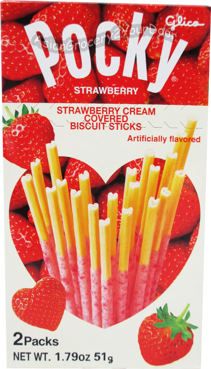 Glico Pocky - Strawberry Covered Heart Biscuit Sticks - 1.79 oz / 51 g - Asiangrocery2yourdoor