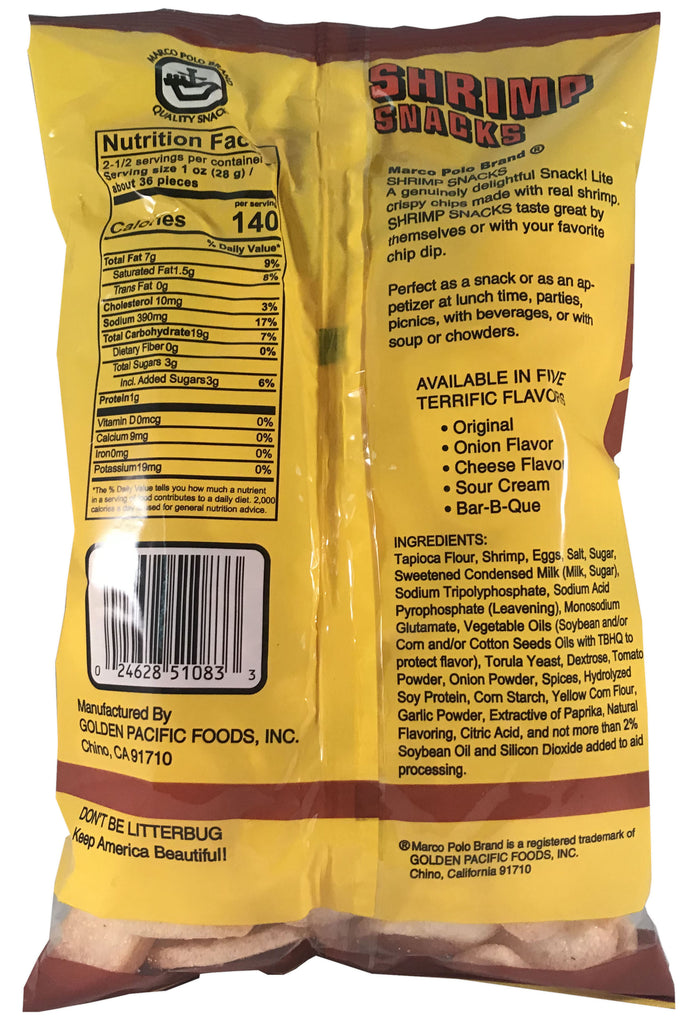 Marco Polo - Shrimp Snacks Barbeque Flavor - 2.5 oz / 71 g - Asiangrocery2yourdoor