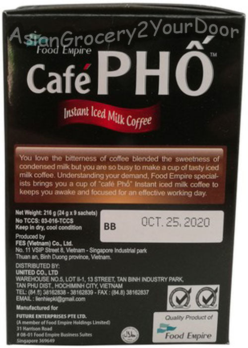 Food Empire Cafe Pho Instant Iced Milk Coffee 216 g / 7.6 oz