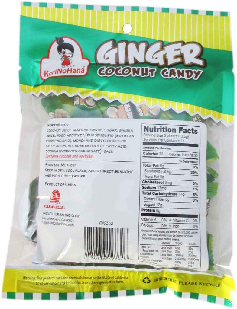 KoriNoHana - Ginger Coconut Candy - 5 oz / 141.7 g - Asiangrocery2yourdoor