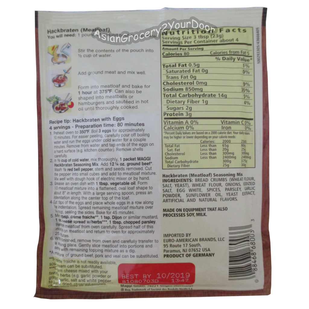 Maggi - Meatloaf Seasoning Mix - 3.25 oz / 92 g - Asiangrocery2yourdoor