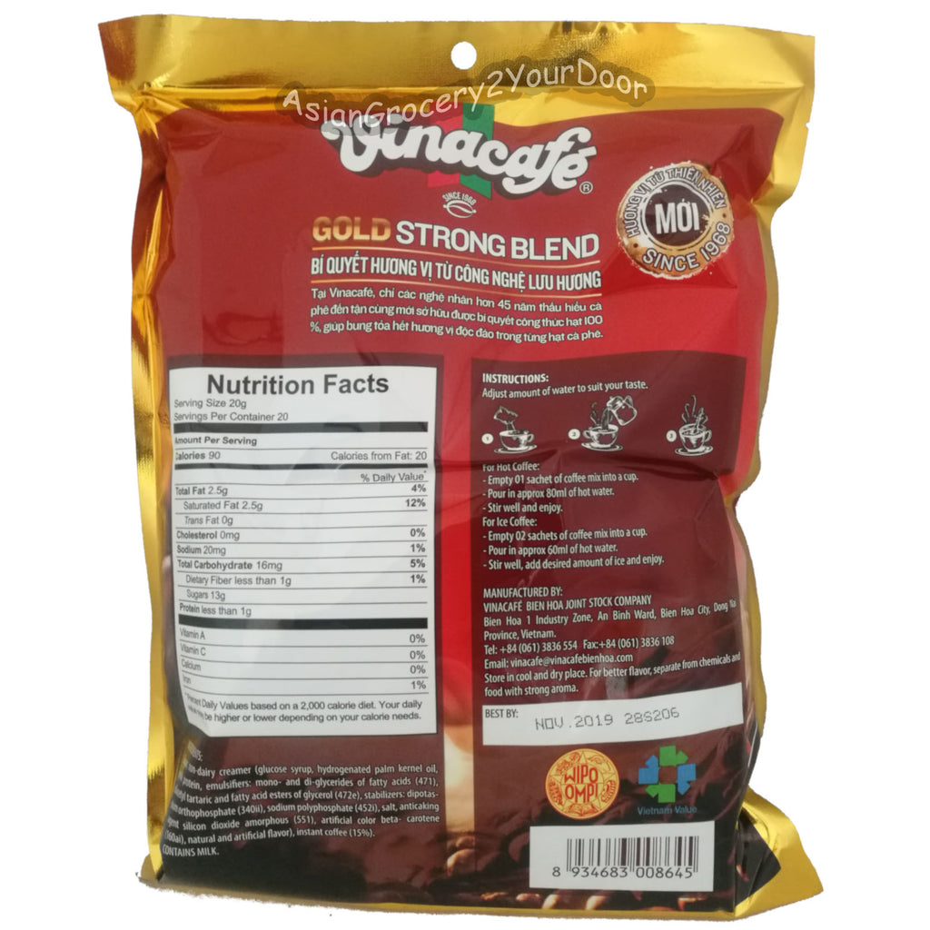 Vinacafe - 3 in 1 Gold Strong Blend Coffee Mix - 14.1 oz / 400 g - Asiangrocery2yourdoor