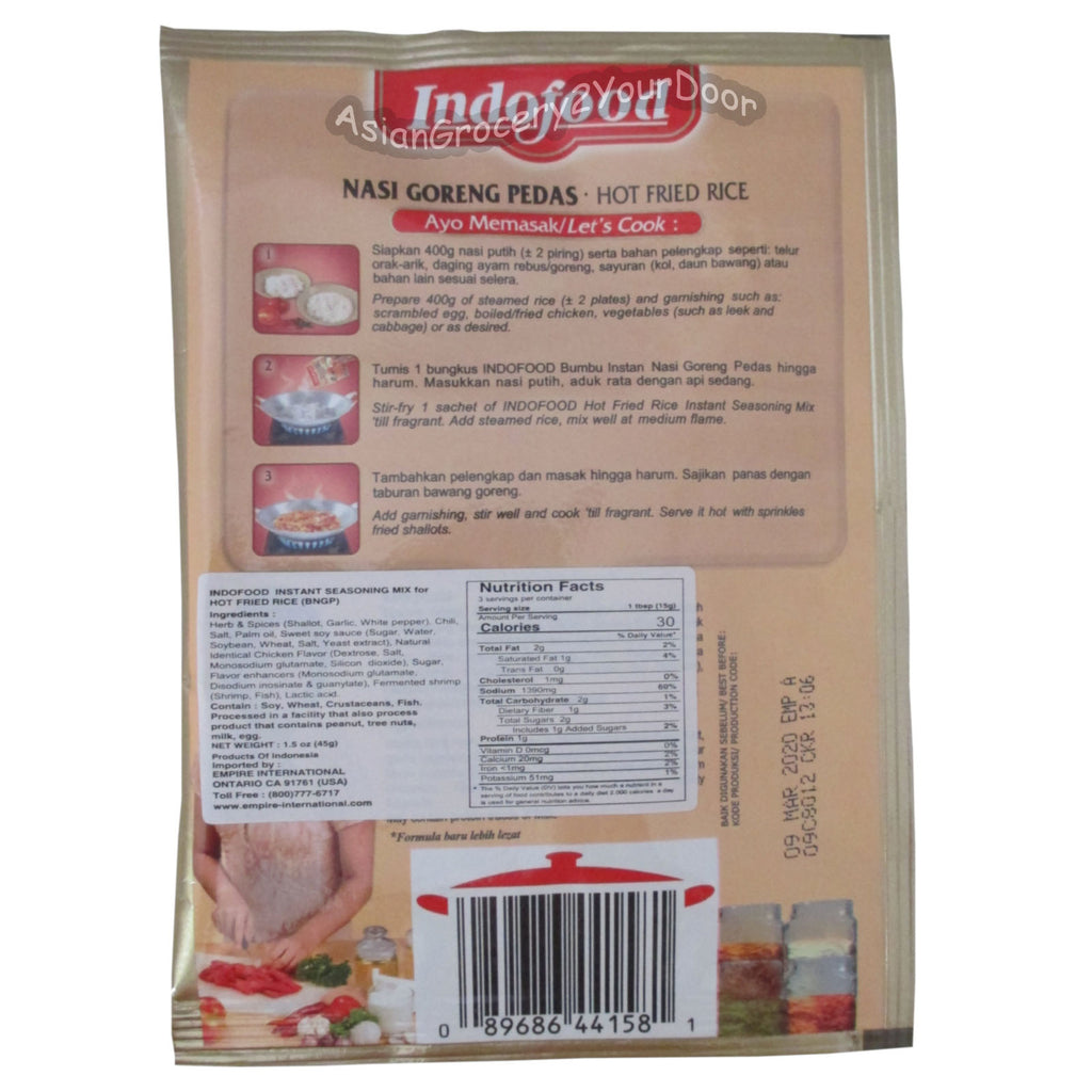 Indofood - Nasi Goreng Pedas - 9.5 oz / 270 g - Asiangrocery2yourdoor