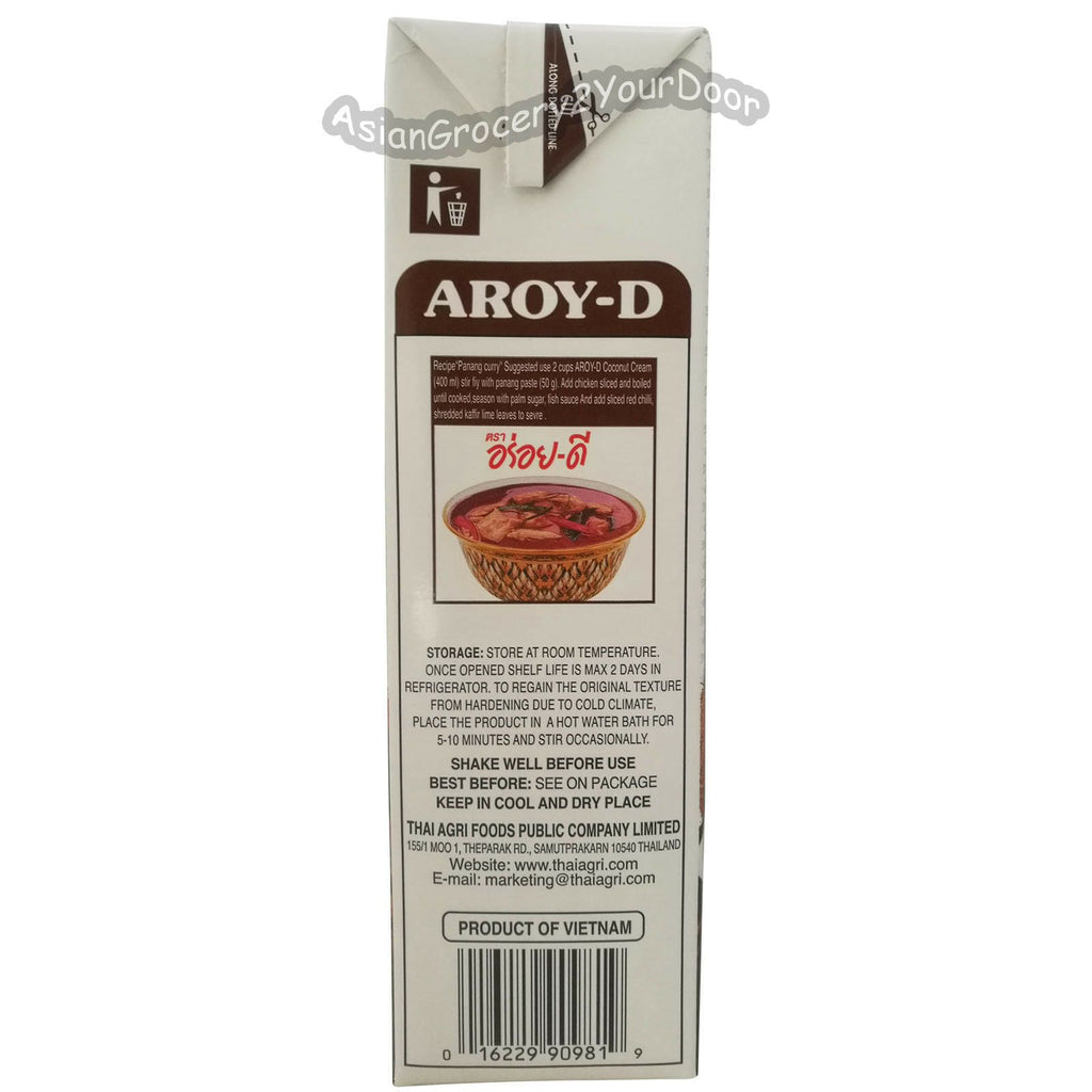 Aroy-D - Coconut Cream - 33.8 fl oz / 1000 ml - Asiangrocery2yourdoor