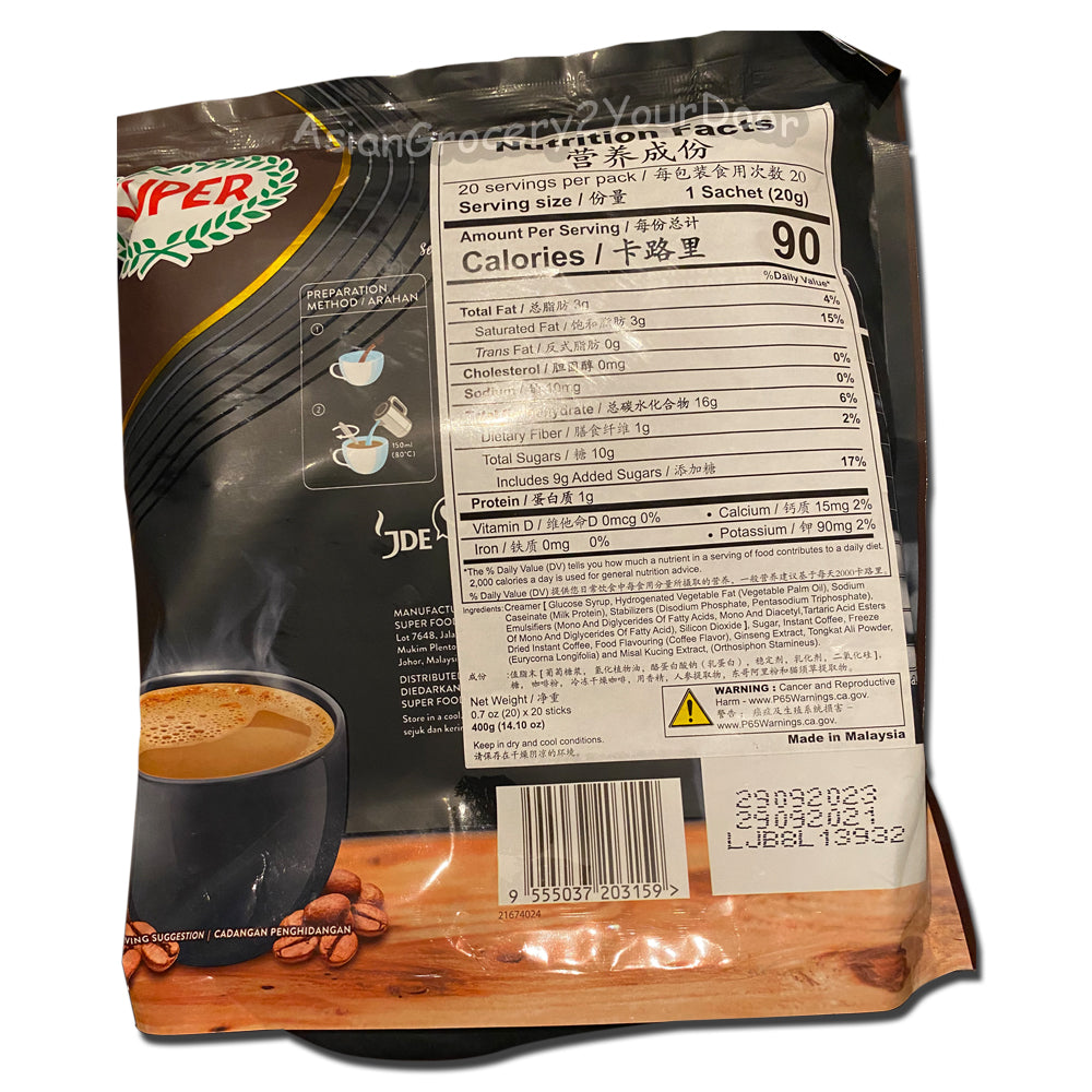 Super Power 6 in 1 Premix Tongkat Ali Ginseng Coffee Mix 14.11 oz / 400 g